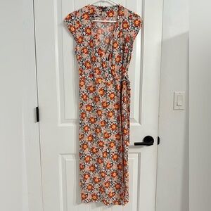 J. Crew Mercantile Floral Wrapped Midi Dress
